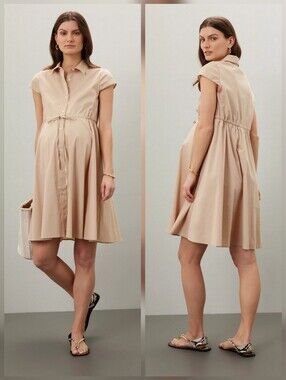 PIETRO BRUNELLI MATERNITY Viola Maternity Dress Cap Sleeves Collared Size L